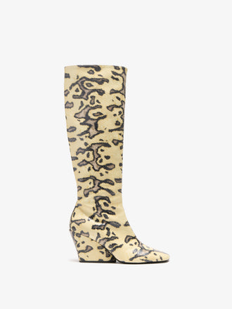 Proenza Schouler Front image of Slant Boots in Embossed Python in Resin Multi
