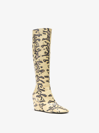 Proenza Schouler 3/4 Front image of Slant Boots in Embossed Python in Resin Multi