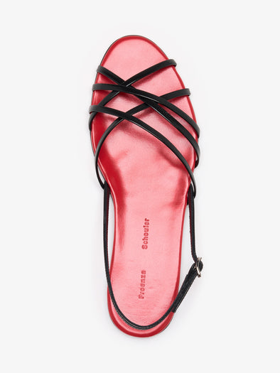 Proenza Schouler Aerial image of Uma Slingback Sandals in BlackRed Combo
