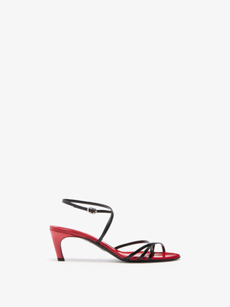 Proenza Schouler Front image of Uma Ankle Strap Sandals in BlackRed Combo