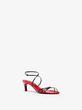 Proenza Schouler 3/4 Front image of Uma Ankle Strap Sandals in BlackRed Combo