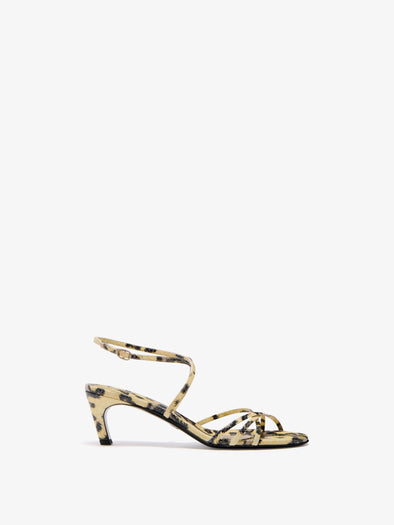 Proenza Schouler Front image of Uma Ankle Strap Sandals in Embossed Python in Resin Multi