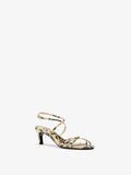 Proenza Schouler 3/4 Front image of Uma Ankle Strap Sandals in Embossed Python in Resin Multi