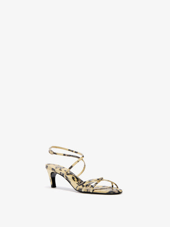 Proenza Schouler 3/4 Front image of Uma Ankle Strap Sandals in Embossed Python in Resin Multi