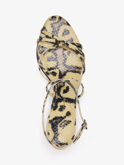 Proenza Schouler Aerial image of Uma Ankle Strap Sandals in Embossed Python in Resin Multi