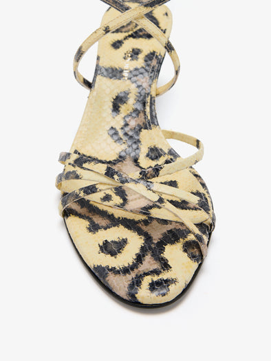 Detail image of Uma Ankle Strap Sandals in Embossed Pyton in Resin Multi