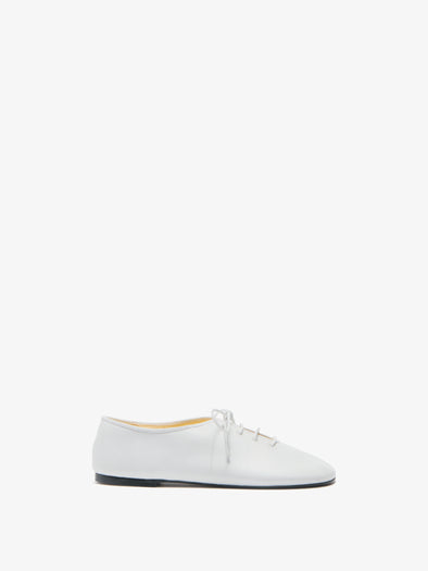 Proenza Schouler Front image of Glove Lace Up Flats in Nappa in White