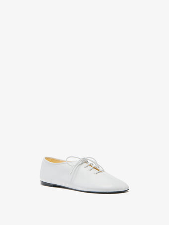 Proenza Schouler 3/4 Front image of Glove Lace Up Flats in Nappa in White
