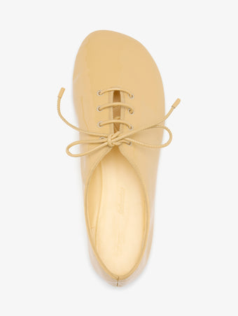 Proenza Schouler Aerial image of Glove Lace Up Flats in Soft Patent in Birch