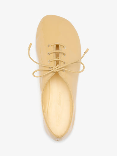 Proenza Schouler Aerial image of Glove Lace Up Flats in Soft Patent in Birch