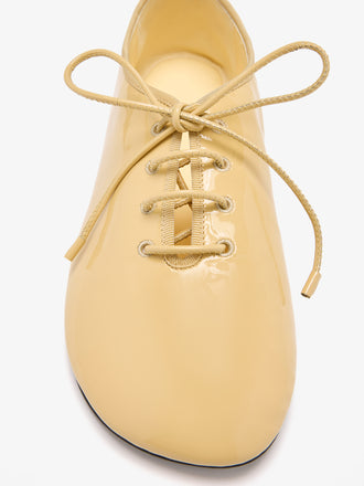 Detail image of Glove Lace Up Flats in Nappa in Birch