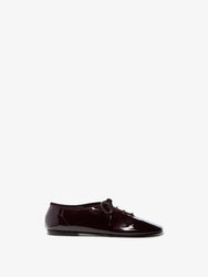 Proenza Schouler Front image of Glove Lace Up Flats in Soft Patent in Currant