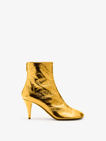 Proenza Schouler Front image of Glove Ankle Boots in Crinkle Gold in Gold