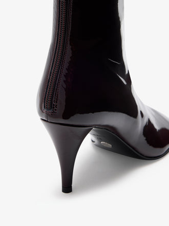 Detail image of Glove Ankle Boots in Soft Patent in Black