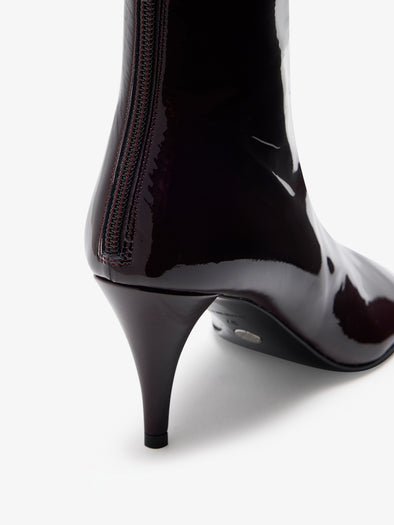 Detail image of Glove Ankle Boots in Soft Patent in Black