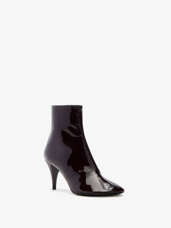 Proenza Schouler 3/4 Front image of Glove Ankle Boots in Soft Patent in Currant