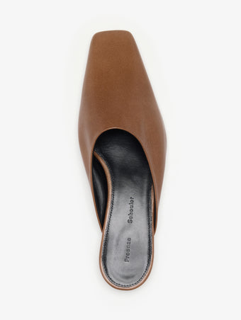 Proenza Schouler Aerial image of Trap Slipper in Slick Calf in Warm Taupe