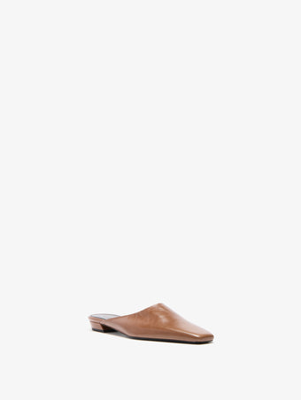 Proenza Schouler 3/4 Front image of Trap Slipper in Slick Calf in Warm Taupe