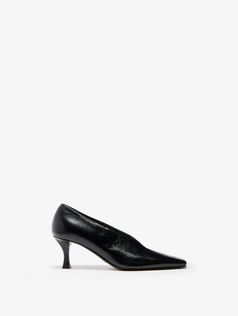 Proenza Schouler Front image of Trap Pumps In Slick Calf in Black