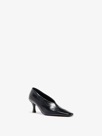 Proenza Schouler 3/4 Front image of Trap Pumps In Slick Calf in Black