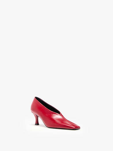 Proenza Schouler 3/4 Front image of Trap Pumps In Slick Calf in Cherry