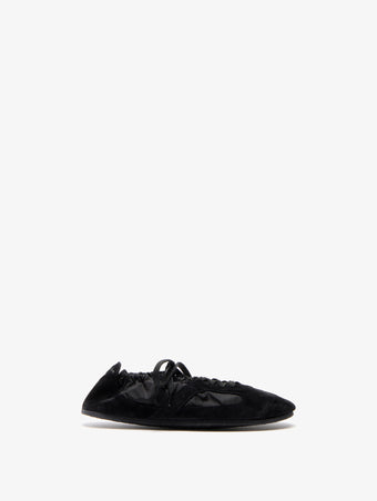 Proenza Schouler Front image of Soft Track Sneakers in Nylon Calfsuede Combo in Black