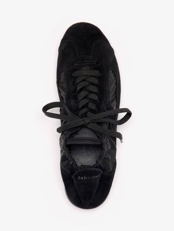 Proenza Schouler Aerial image of Soft Track Sneakers in Nylon Calfsuede Combo in Black