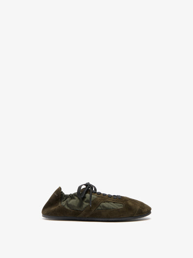 Proenza Schouler Front image of Soft Track Sneakers in Nylon Calfsuede Combo in Caper