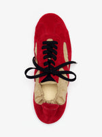 Proenza Schouler Aerial image of Soft Track Sneakers in Nylon Calfsuede Combo in BirchRed Combo