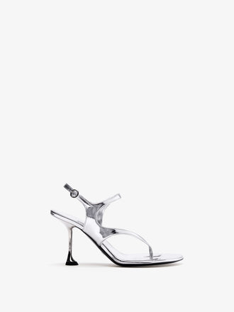 Proenza Schouler Front image of Tee 85 Thong Sandal In Specchio in Silver