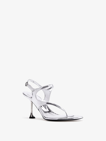 Proenza Schouler 3/4 Front image of Tee 85 Thong Sandal In Specchio in Silver