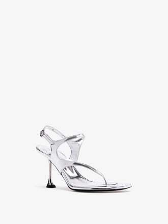 Proenza Schouler 3/4 Front image of Tee 85 Thong Sandal In Specchio in Silver
