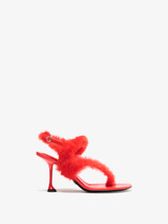 Proenza Schouler Front image of Tee 85 Thong Sandal In Shearling in Coral