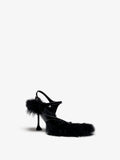 Proenza Schouler 3/4 Front image of Tee 85 Thong Sandal In Nappa Shearling Combo in Black