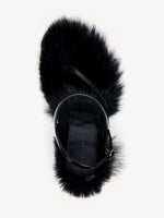 Proenza Schouler Aerial image of Tee 85 Thong Sandal In Nappa Shearling Combo in Black