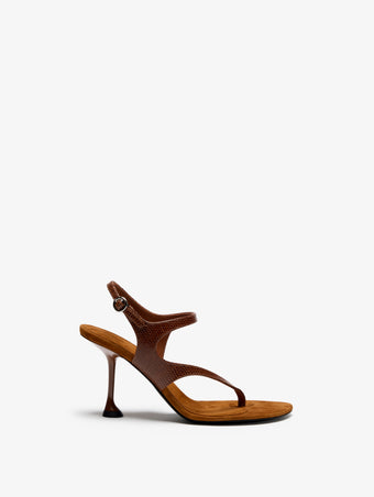 Proenza Schouler Front image of Tee 85 Thong Sandal In Embossed Lizard Combo in Cuoio