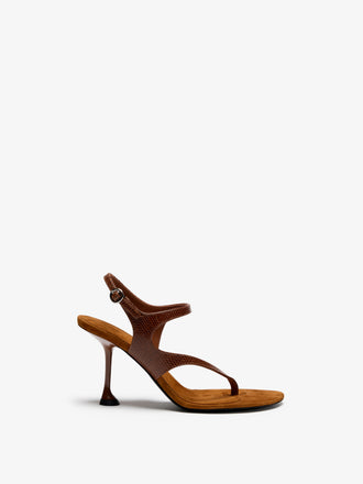 Proenza Schouler Front image of Tee 85 Thong Sandal In Embossed Lizard Combo in Cuoio