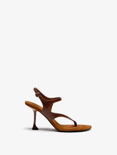 Proenza Schouler Front image of Tee 85 Thong Sandal In Embossed Lizard Combo in Cuoio