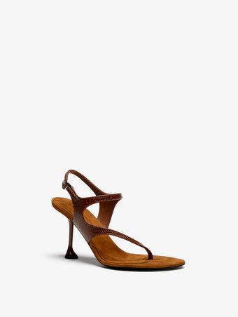 Proenza Schouler 3/4 Front image of Tee 85 Thong Sandal In Embossed Lizard Combo in Cuoio