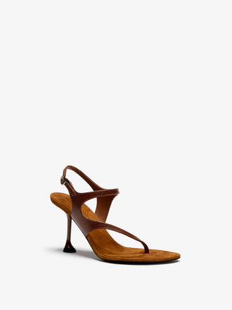 Proenza Schouler 3/4 Front image of Tee 85 Thong Sandal In Embossed Lizard Combo in Cuoio