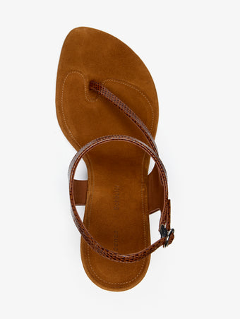 Proenza Schouler Aerial image of Tee 85 Thong Sandal In Embossed Lizard Combo in Cuoio