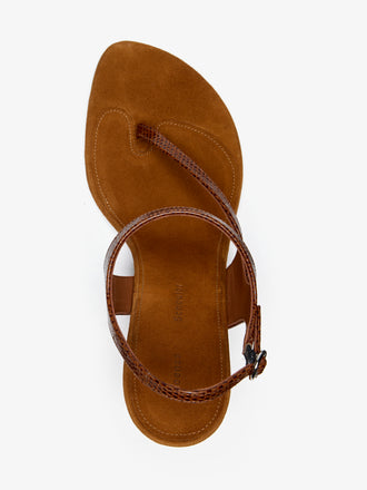 Proenza Schouler Aerial image of Tee 85 Thong Sandal In Embossed Lizard Combo in Cuoio