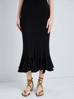 Proenza Schouler Image of model wearing Tee Strappy Flat Sandals In Kidsuede in Pistachio