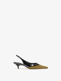 Proenza Schouler Front image of Slash Slingback In Spazzolato and Satin Combo in Black Pistachio Combo