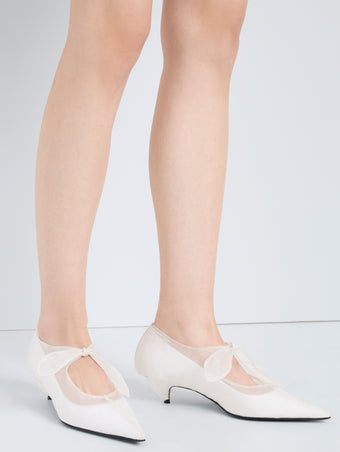 Proenza Schouler Image of model wearing Slash Organza Pumps in White