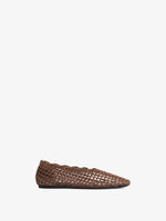 Proenza Schouler Front image of Slant Crochet Flat in Mushroom