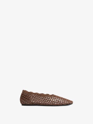 Proenza Schouler Front image of Slant Crochet Flat in Mushroom