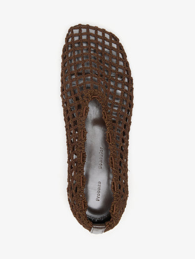 Proenza Schouler Aerial image of Slant Crochet Flat in Mushroom