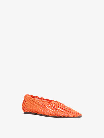 Proenza Schouler 3/4 Front image of Slant Crochet Flat in Flame