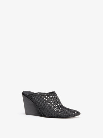 Proenza Schouler 3/4 Front image of Slant Crochet Mule in Black